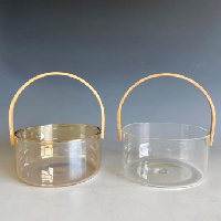 Glass storage container with handle